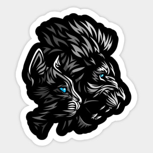 Tribal shadows Lion Cat Sticker